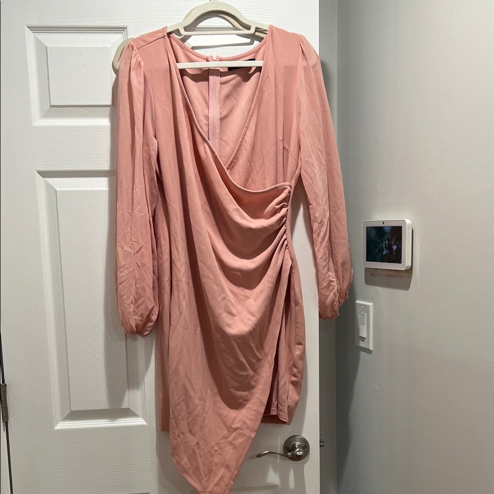 Elegant Pink Draped Women's Dress